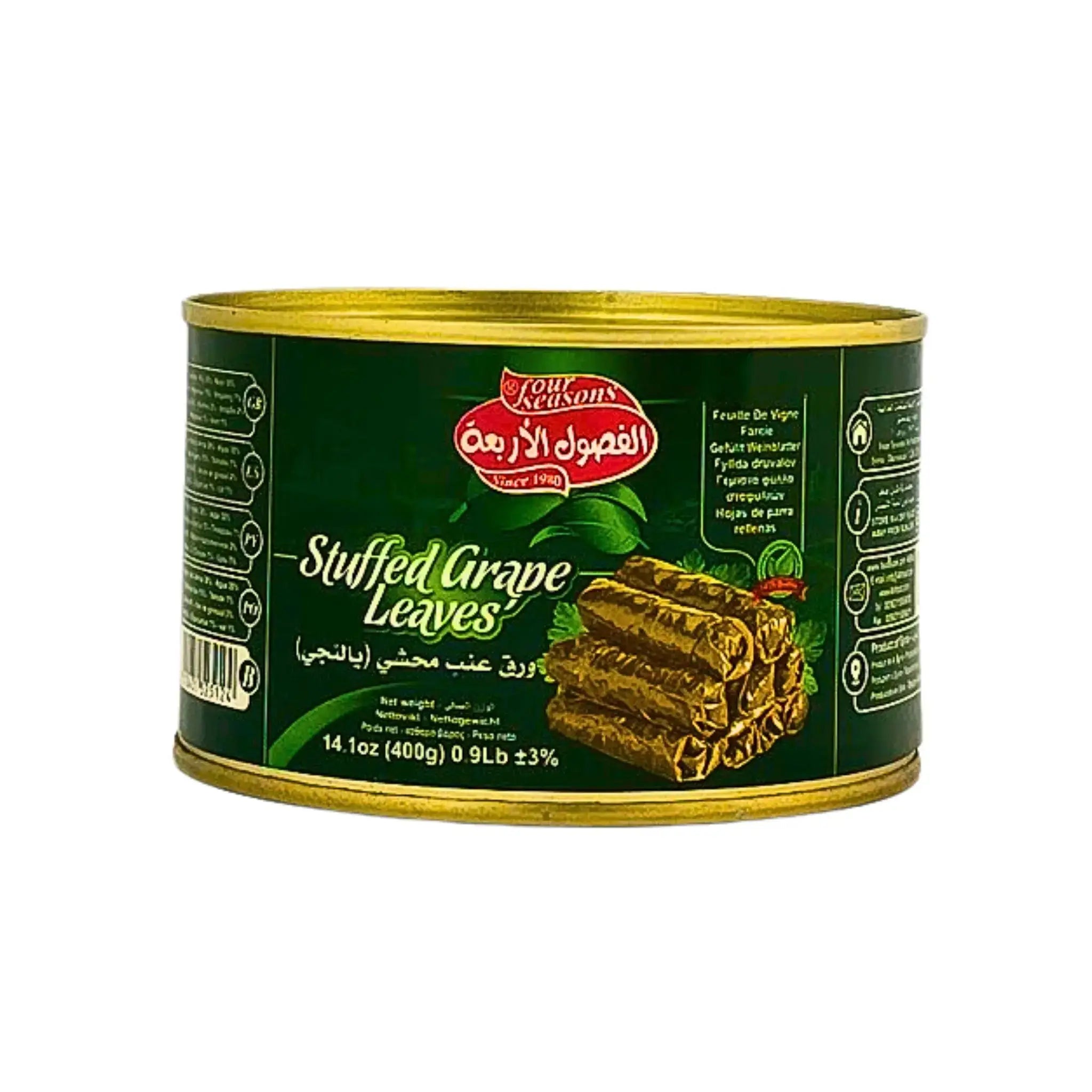 Konservburk med fyllda vinblad Four Seasons 400g, orientaliska delikatesser.