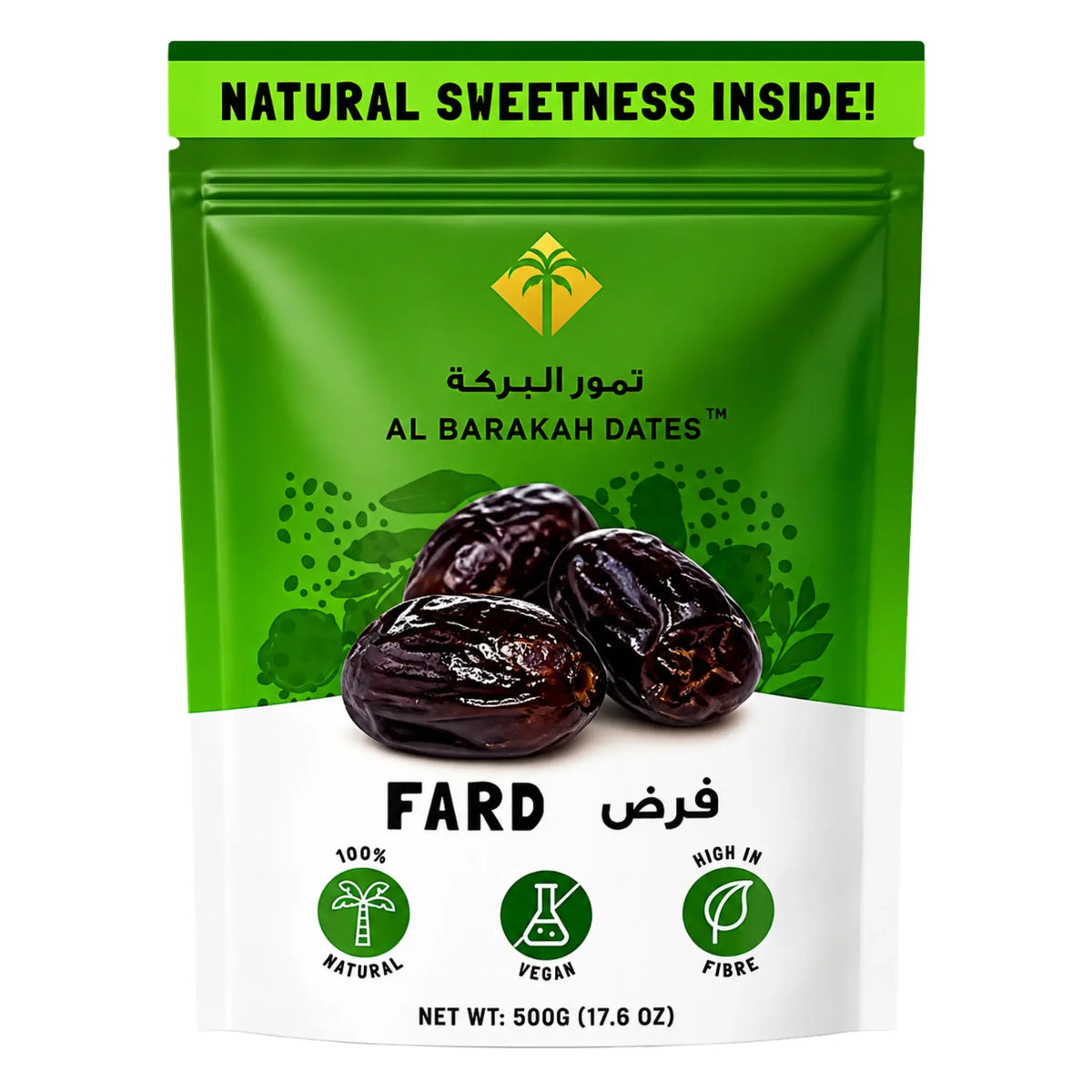 Påse med fard-dadlar, 500 g, mörka dadlar i plastpåse