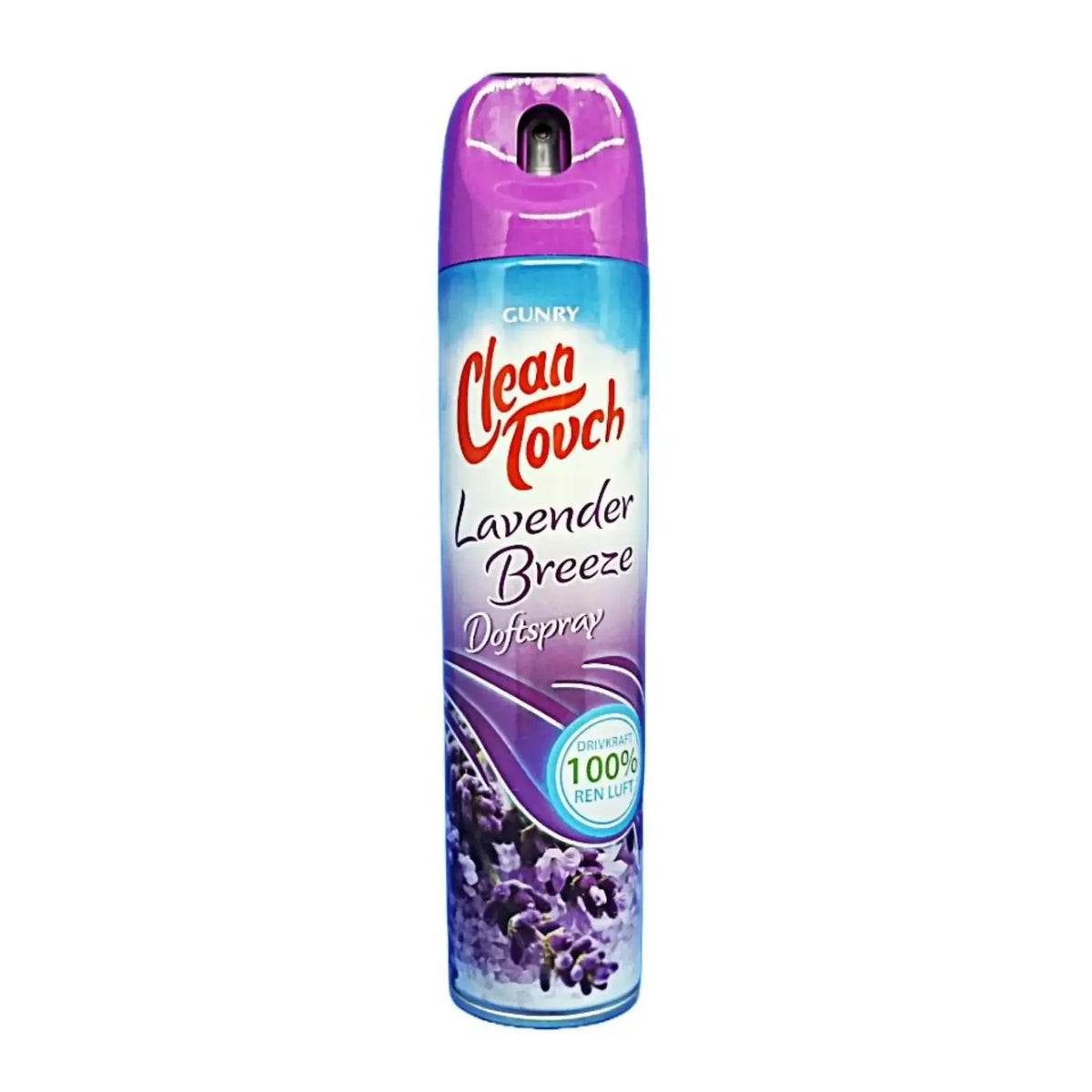 Dofspray med lavendeldoft, Clean Touch Lavender Breeze 240 ml, lila och blå förpackning