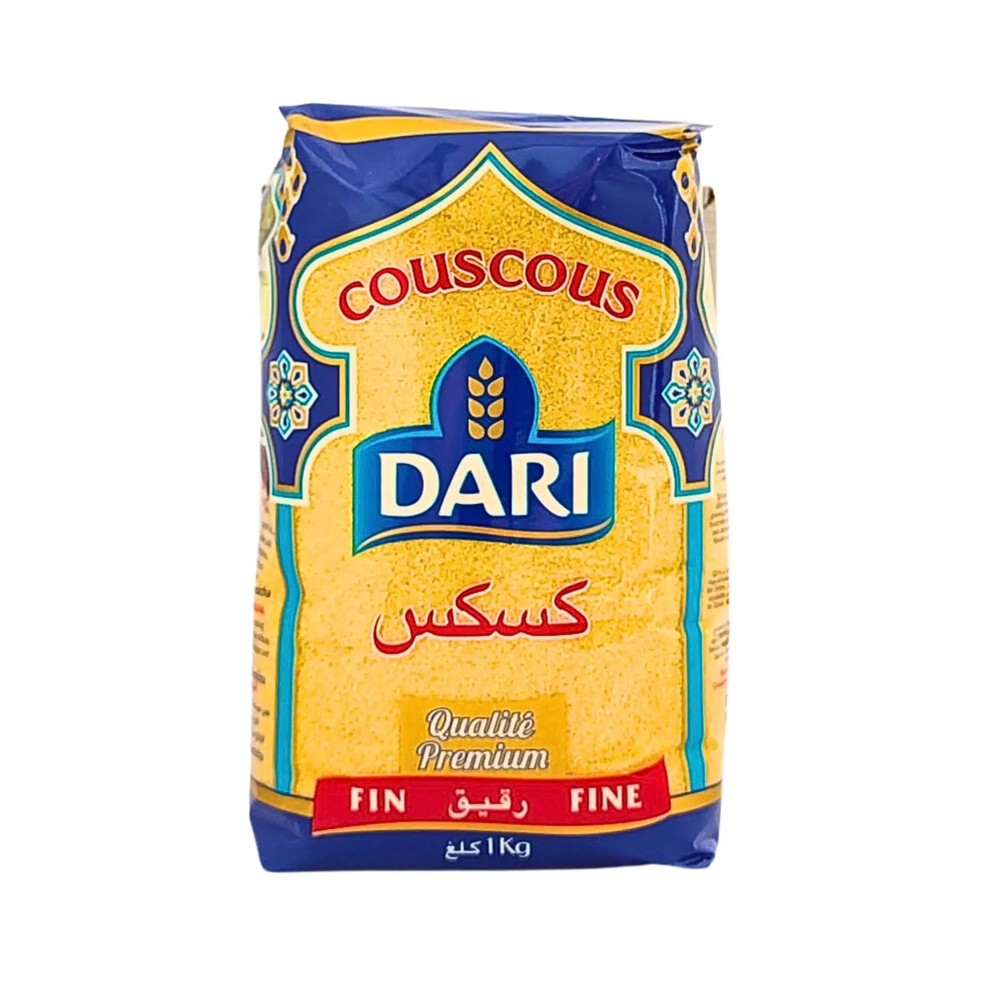 Dari couscous fin 1kg i blå och gul förpackning, orientaliska kolonialvaror online