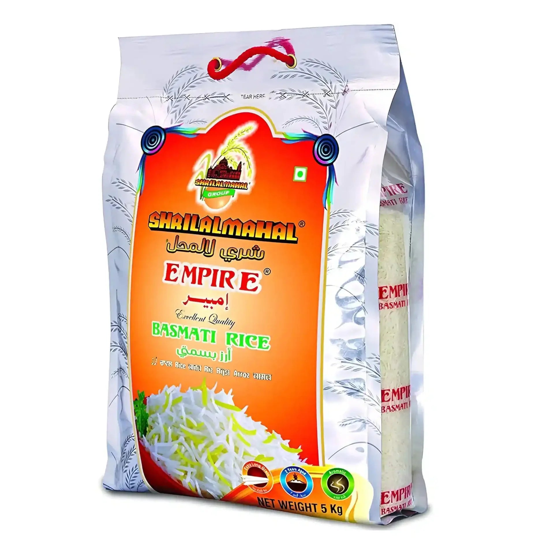 Empire Basmati ris 5 kg förpackning, vitt långkornigt ris, orientaliska livsmedel