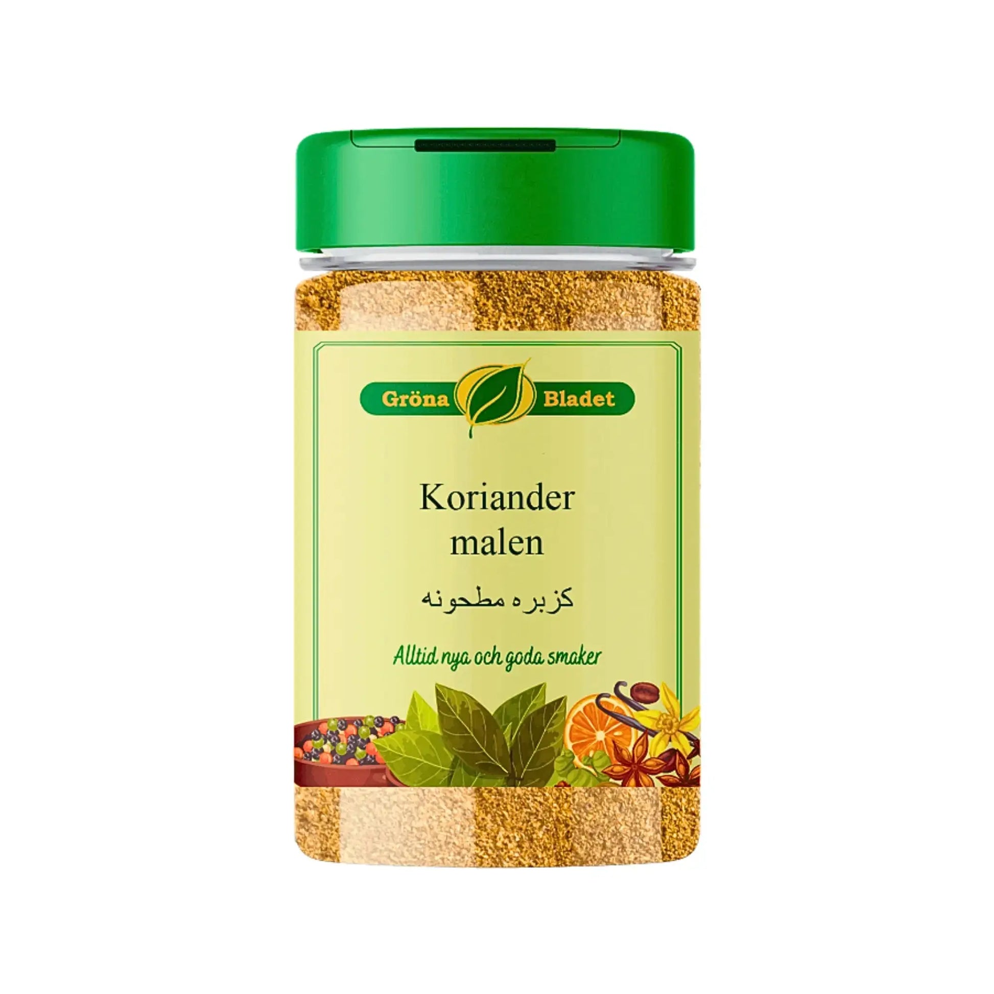 Gröna Bladet malen koriander 100g glasburk med grön lock, orientalisk krydda