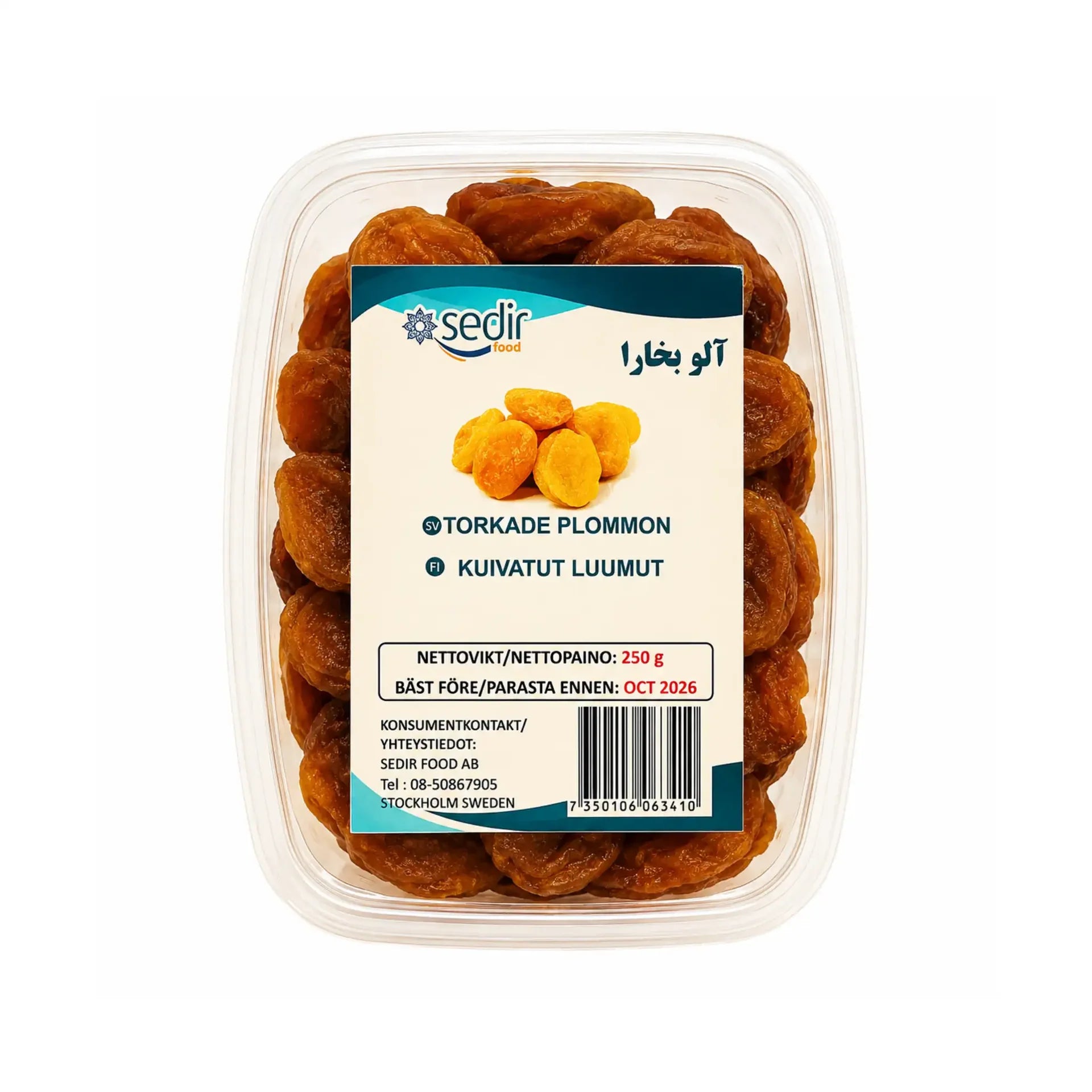 Sedir torkade plommon i plastbricka, 250 g