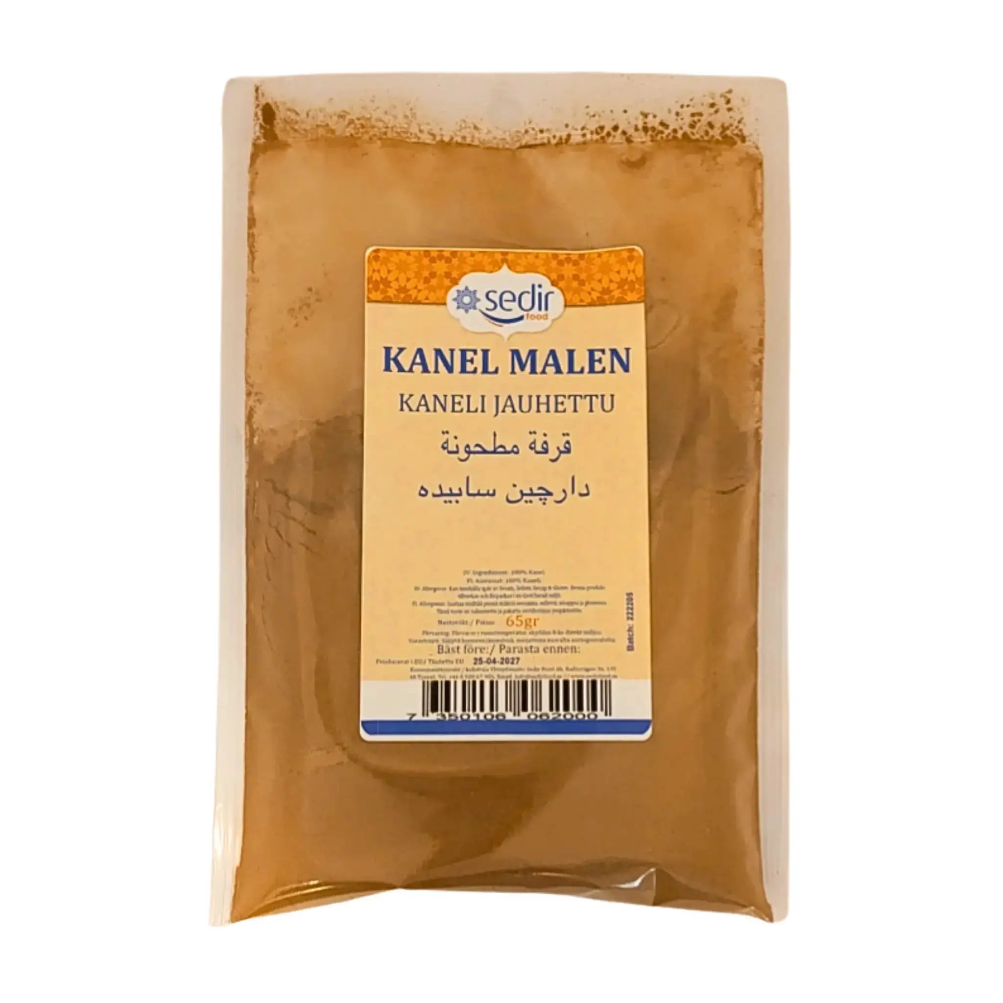 Påse med mald kanel 65g Sedir, orientaliskt livsmedel, klar plastförpackning
