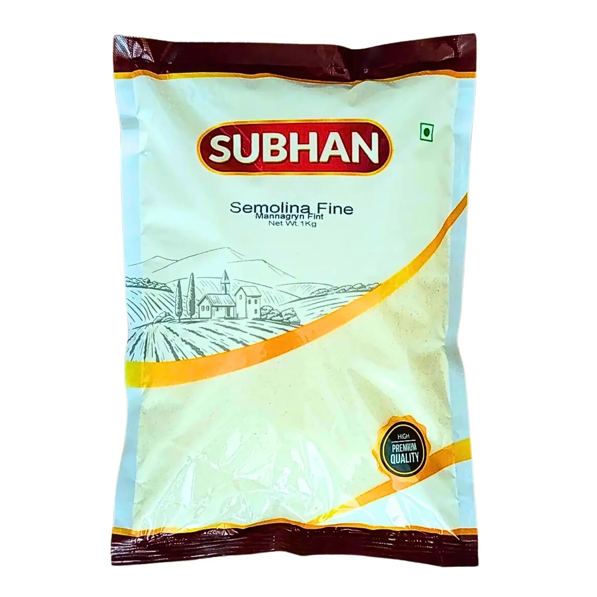 Förpackning med Subhan mannagryn semolina fint 1 kg, orientaliska kolonialvaror.