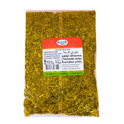 Påse med torkade örter för ghorme sabzi, 150g, synliga ingredienser på etiketten.